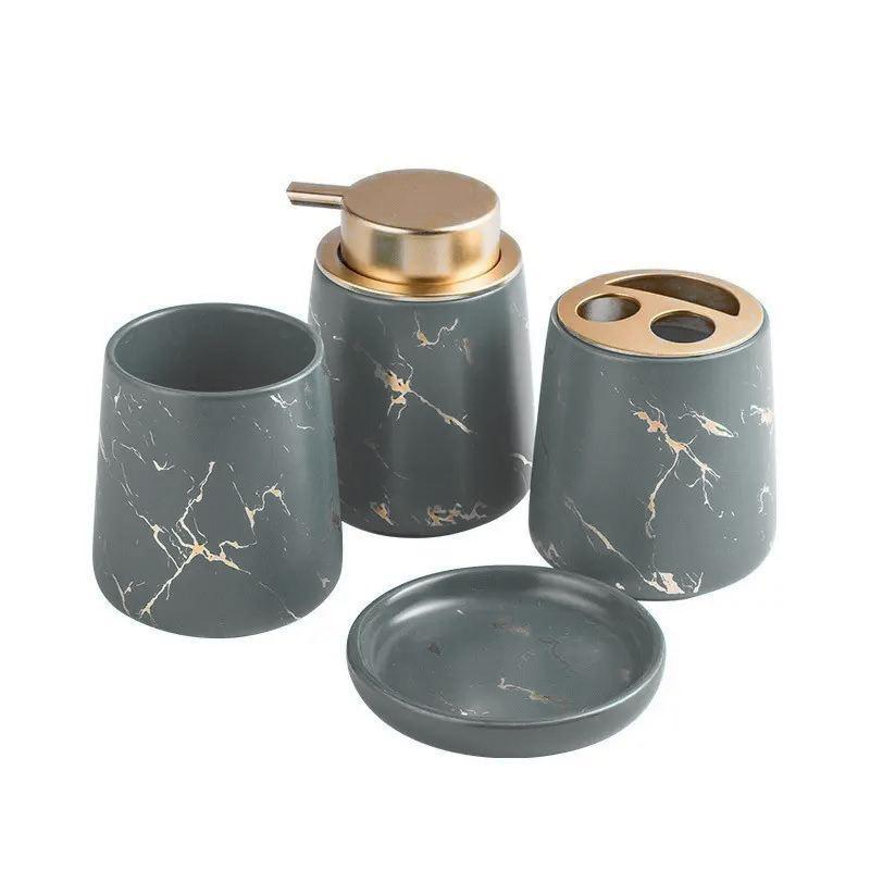 Керамічний набір аксесуарів в ванну кімнату із 4 предметів Bathlux, дизайнерський Сірий 4568098