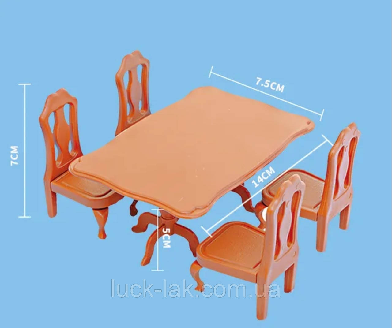 Меблі набір для флакових фігурок стіл і стільці для Sylvanian Families, мініатюра 1/12, фото 1