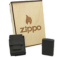 Подарочный набор Zippo Зажигалка 218 CLASSIC + Коробка + Чехол на пояс pz06bl черный