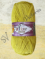 Желтая с зеленым оттенком пряжа Alize Cotton Gold (ализе котон голд) 668 желтый титан