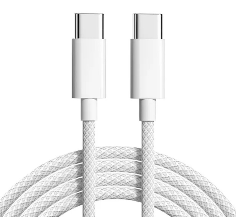 Кабель PD 60W USB-C на USB-C (1m) Woven для Apple iPhone 15 (OEM) (white)