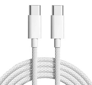 Кабель PD 60W USB-C на USB-C (1m) Woven для Apple iPhone 15 (OEM) (white)