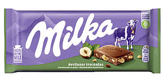 Молочний шоколад Milka Hazelnuts лісовий горіх 90г