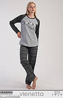 Байковая Пижама женская кофта и штаны комплект для дома и сна байка Vienetta (Туреччина)