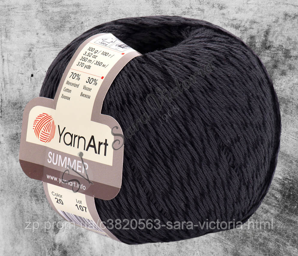 Чорна пряжа YarnArt Summer (ярнарт самер) 17 чорний, фото 1
