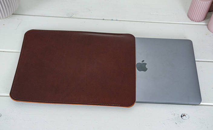 Чохол для MacBook Дизайн №1 з натуральної шкіри колір Вишня, фото 1