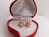 Позолочені сережки з кольоровими фіанітами FALLON, позолота 18 К розовый
