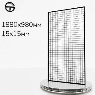 Сітка в рамі RIAN H/L 1880х980мм (кв) 15х15мм, чорна. Решітка торгова в рамці для навісного торгового обладнання