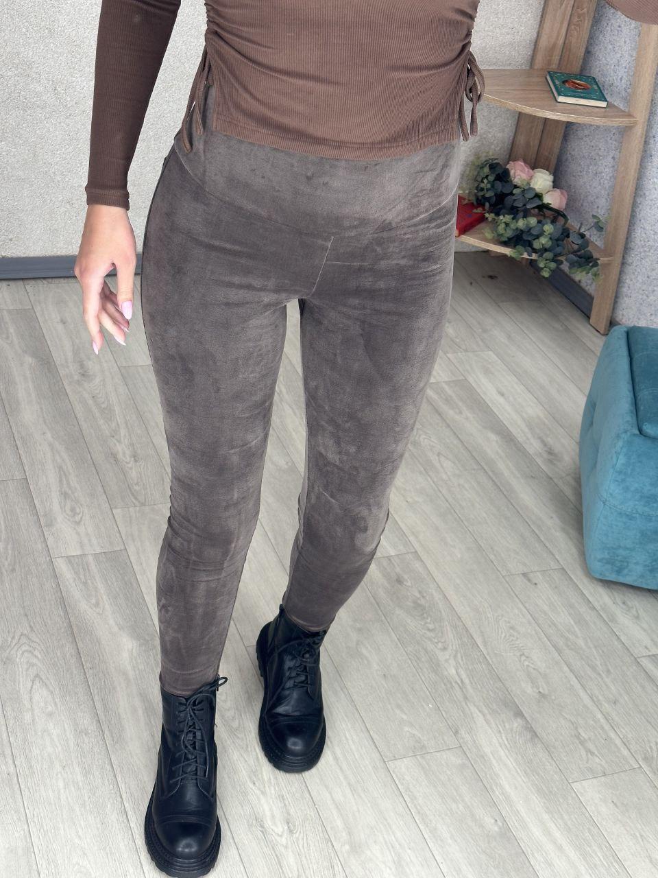 Жіночі теплі лосини велюр на МЕХУ однотонні (розміри L), Моко