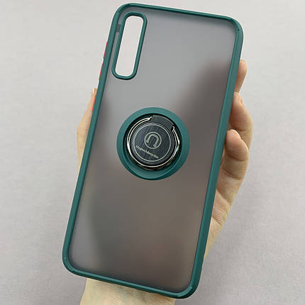 Чохол для Samsung Galaxy A50s чохол з кільцем підставкою на телефон самсунг а50с темно-зелений t8b, фото 1