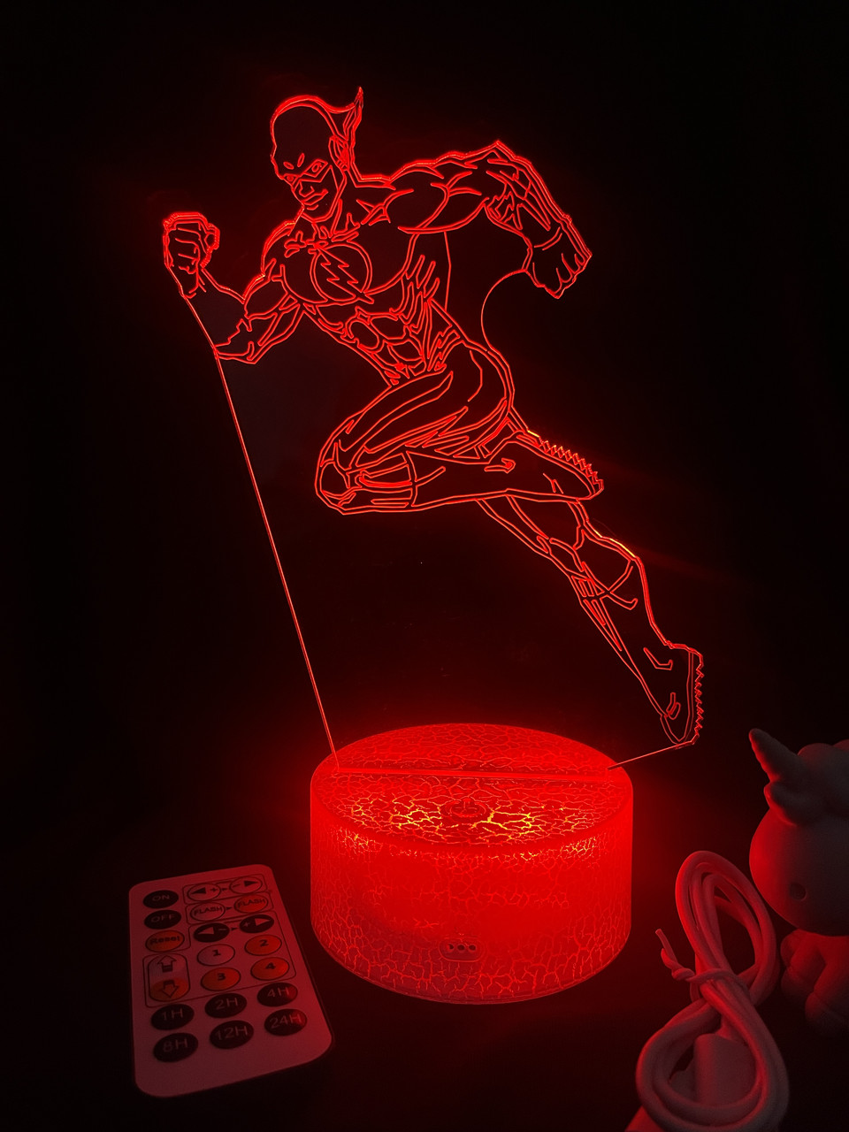 3d лампа Флеш, подарунок для фанатів супергероїв DC комікс, світильник або нічник, 7 кольорів, 4 режими та пульт