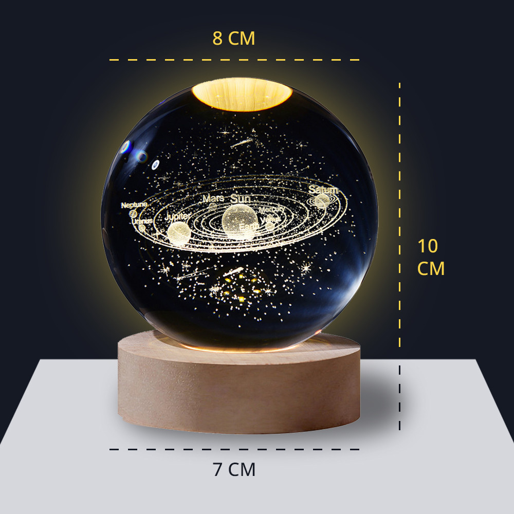Настольный ночник «Солнечная Система» с хрустальным шаром, 3D лампа-светильник - фото 4 - id-p2032688547