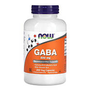 Гамма-аминомасляная кислота (ГАМК) Now Foods GABA, 500 мг, 200 растительных капсул