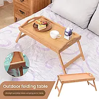 Столик для завтрака в постель бамбуковый складной, столик кемпинговый и для пикников