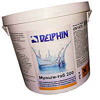 Комплект химии для бассейна Delphin Мульти-таб 200 5 кг (таблетки по 200 г). Длительная медленная хлорка