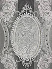 Фатинова тюль з оксамитовими вставками та гарною вишивкою. Колір: білий, фото 9