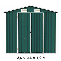 Садовый металлический домик 2,6 x 2,6 x 1,9 м Bass Polska BH 28569 Зеленый, Хозяйственный домик SkyShop