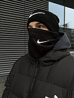 Мужской зимний комплект 2в1 Nike Шапка + Бафф до -25*С черный Найк (G)