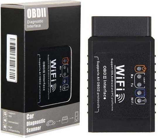 OBD2 ELM327 WiFi Black Діагностичний сканер-адаптер, фото 1