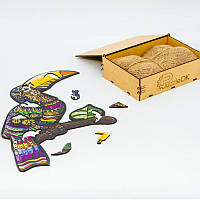 Деревянный развивающий пазл "Тропический Тукан", в деревянной коробке, для детей и взрослых