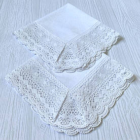 Серветка для свічок до храму 25х25см з мереживом (на хрещення, вінчання, на пасху) до церкви