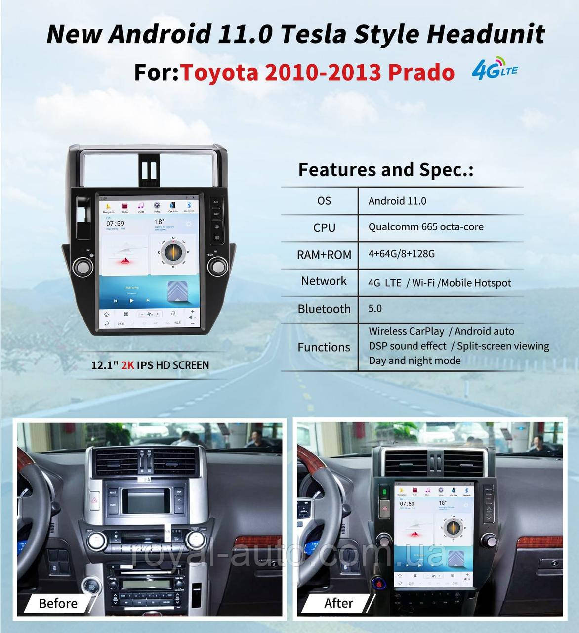 Головний прилад монітор 12.1 Android Toyota Prado 2010-2013 Тойота Прадо головное устройство мультимедіа, фото 1