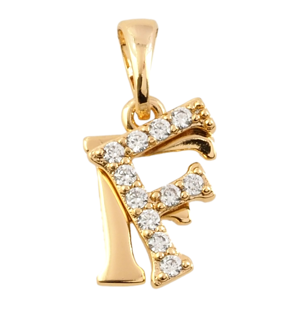 Кулон Xuping Позолота 18K "Літера F з цирконієм" для ланцюжка до 5мм