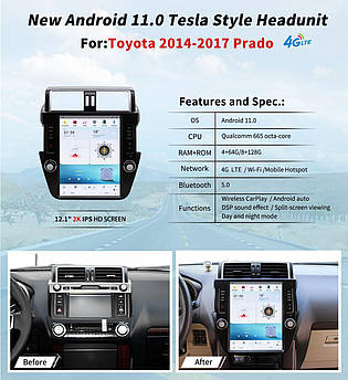 Головний прилад монітор 12.1 Android Toyota Prado 2014-2017 Тойота Прадо головное устройство мультимедіа