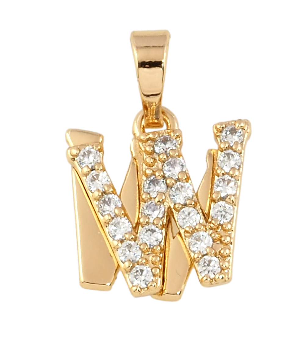 Кулон Xuping Позолота 18K "Літера W з цирконієм"