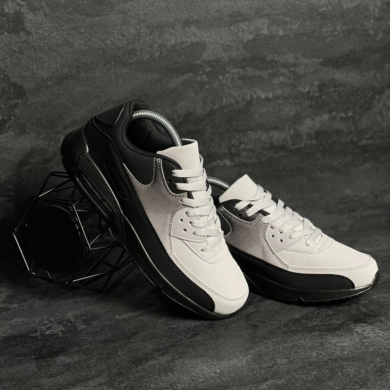 Чоловічі демісезонні біло-чорні кросівки в стилі Air Max - фото 4 - id-p2032742868