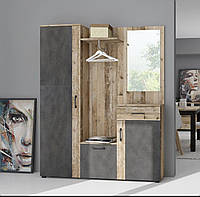 Шкаф для прихожей Трио, небольшая прихожая в коридор, мебель в коридор ММ Олдстайл светлый/Матера