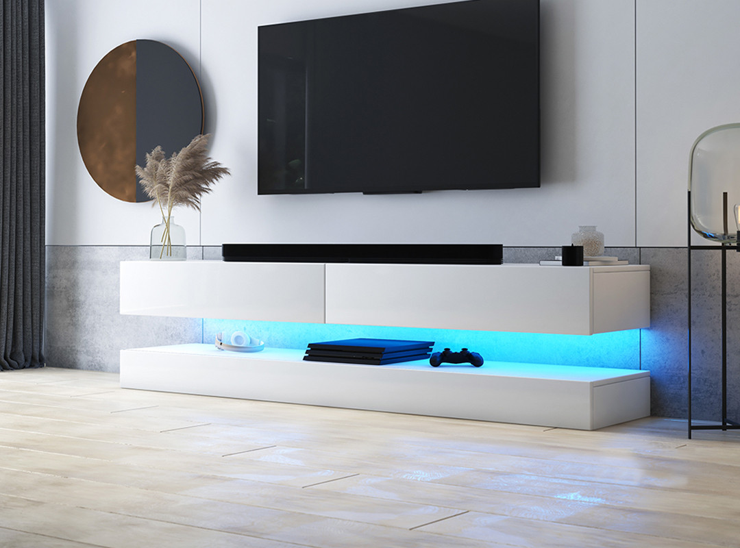 Підвісна тумба під телевізор, тумба для ТВ з підсвічуванням сучасна Fly ММ