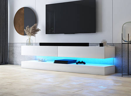 Підвісна тумба під телевізор, тумба для ТВ з підсвічуванням сучасна Fly ММ, фото 1