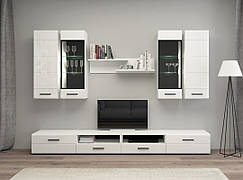 Стінка у вітальню модульна Б'янко 2 ММ, шафи в зал сучасні