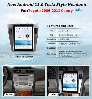 Головний прилад монітор Android Toyota Camry 2006-2011 Тойота Кемри головное устройство магнітола мультимедіа