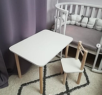 Стіл і стілець для дітей Дитячий столик і стільці від виробника дерева і ЛДСП стілець білий BS8544