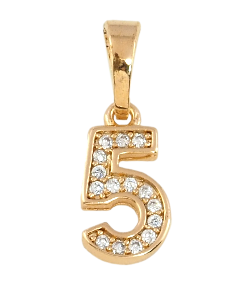 Кулон дитячий Xuping Позолота 18K "Цифра 5 з цирконієм" для ланцюжка до 5мм
