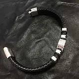 Браслет зі шкіри - вставка Тризуб зі срібла 23.09 гр, фото 5