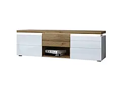 Довга тв тумба, сучасна тумбочка під телевізор з полицею і висувними шухлядами без ручок Cortina 160 ММ