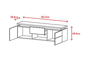 Довга тв тумба, сучасна тумбочка під телевізор з полицею і висувними шухлядами без ручок Cortina 160 ММ, фото 3