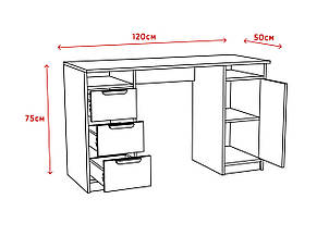 Письмовий стіл із двома тумбочками, комп'ютерний стіл для навчання в стилі лофт Canyon 9 ММ, фото 4