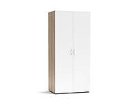 Распашной шкаф двухдверный с полками и штангой современный шкаф для дома Seba 2 MM Дуб сонома + белый