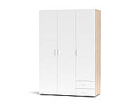 Шкаф распашной на 3 двери с выдвижными ящиками для спальни Seba 3 MM Дуб сонома + белый