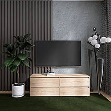 Тумба під телевізор біла, тумбочка під ТВ з висувними шухлядами без ручок Лайт Еверест, фото 5