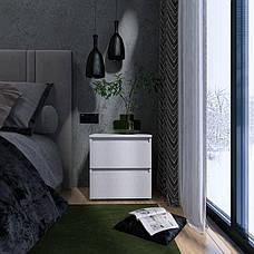 Приліжкова тумбочка без ручок для спальні на 2 висувні шухляди ТЛ-1 Лайт Еверест, фото 4