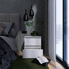 Приліжкова тумбочка без ручок для спальні на 2 висувні шухляди ТЛ-1 Лайт Еверест, фото 5