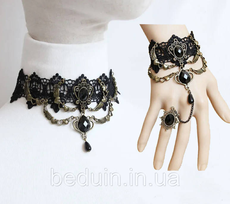 Комплект мереживних вінтажних прикрас Чокер і Браслет — Aushal Jewellery