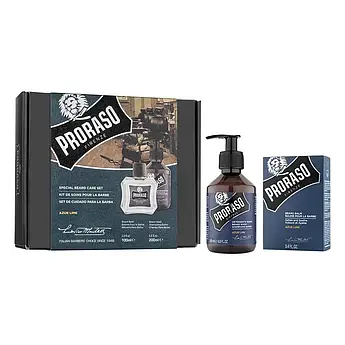 Чоловічий подарунковий набір для догляду за бородою Proraso Duo Pack Azur Lime