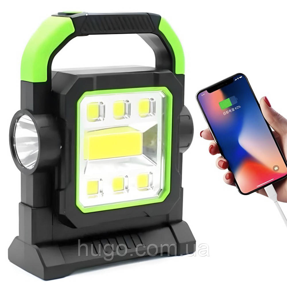 Ліхтар акумуляторний 2500 mAh, на сонячній батареї, HC-7078-B / Аварійний прожектор ліхтар з повербанком, фото 1
