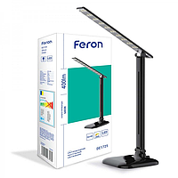 Лампа настольная LED светодиодная Feron DE1725 черная 9W 4000K